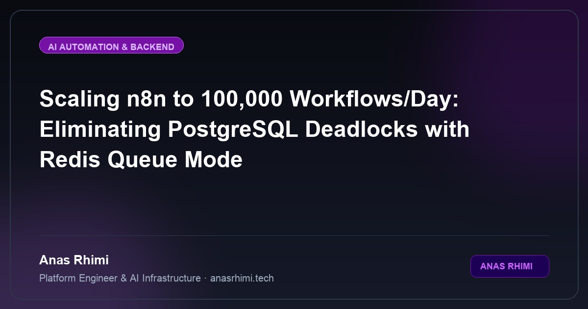 Scaling n8n to 100,000 Workflows/Day: Eliminating PostgreSQL Deadlocks with Redis Queue Mode
