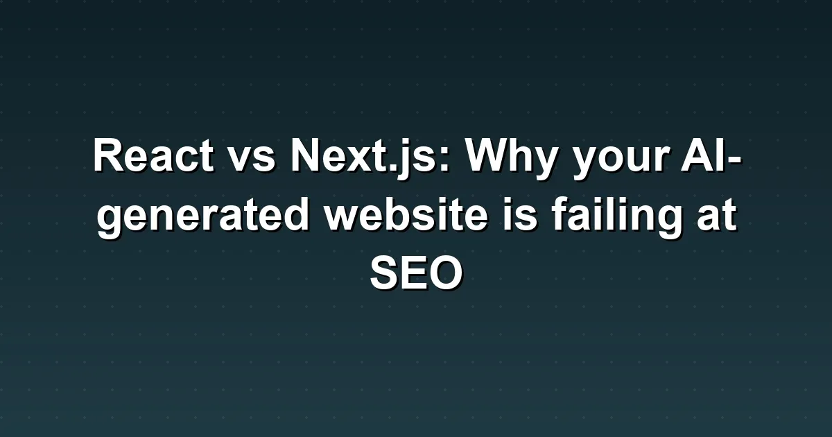 React vs Next.js: Why your AI-generated website is failing at SEO