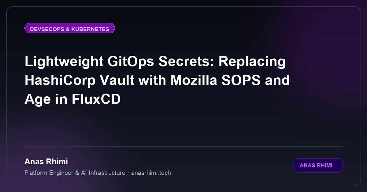 Lightweight GitOps Secrets: Replacing HashiCorp Vault with Mozilla SOPS and Age in FluxCD
