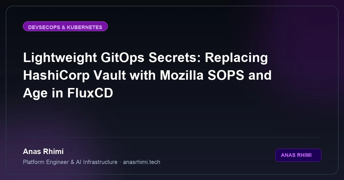 Lightweight GitOps Secrets: Replacing HashiCorp Vault with Mozilla SOPS and Age in FluxCD